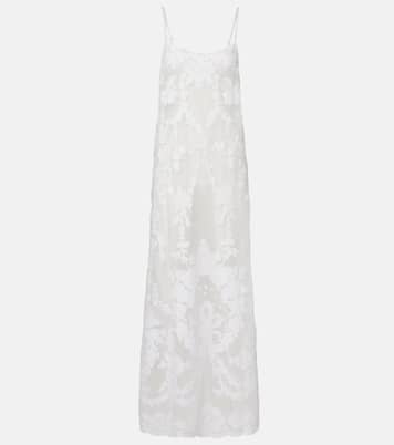 Embroidered semi-sheer cotton maxi dress | Juliet Dunn