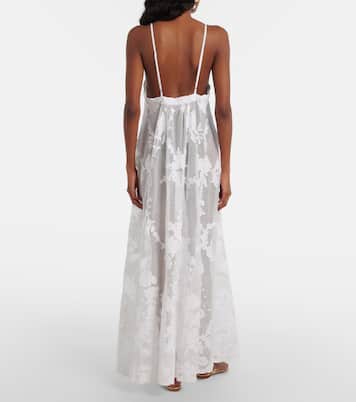 Embroidered semi-sheer cotton maxi dress | Juliet Dunn