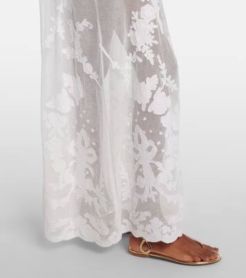 Embroidered semi-sheer cotton maxi dress | Juliet Dunn
