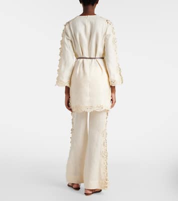 Awaken embroidered linen flared pants | Zimmermann
