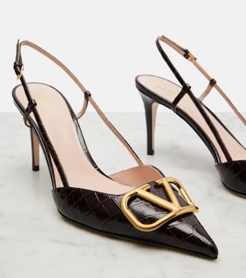 Slingback-Pumps VLogo 80 aus Leder | Valentino Garavani