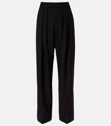 Pleated high-rise wool gabardine wide-leg pants | Chloé