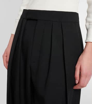 Pleated high-rise wool gabardine wide-leg pants | Chloé