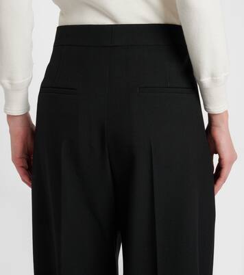 Pleated high-rise wool gabardine wide-leg pants | Chloé