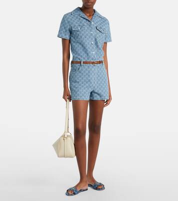 Pantoletten Horsebit GG aus Denim | Gucci