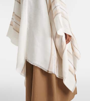 Striped linen, cashmere, and silk poncho | Brunello Cucinelli