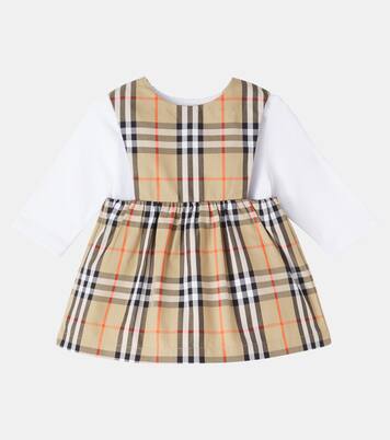 Baby cotton bodysuit, bucket hat, and dress set | Burberry Kids
