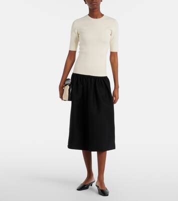 Vestido midi con lana y seda | Toteme