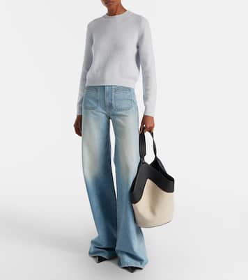 Lotus Medium leather-trimmed canvas tote bag | Khaite