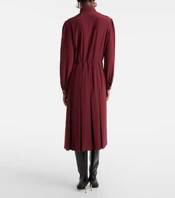 Pleated silk crêpe de chine midi dress | Gucci