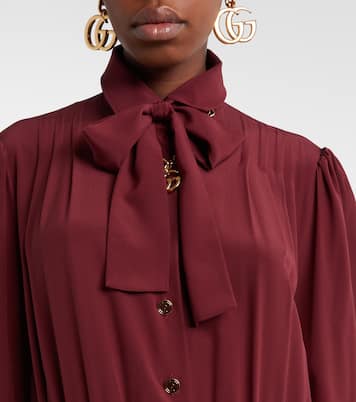 Pleated silk crêpe de chine midi dress | Gucci