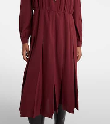Pleated silk crêpe de chine midi dress | Gucci