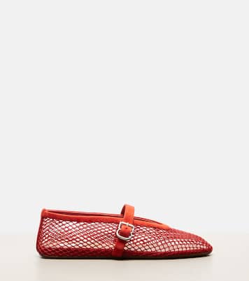 Leather-trimmed fishnet ballet flats | Alaïa