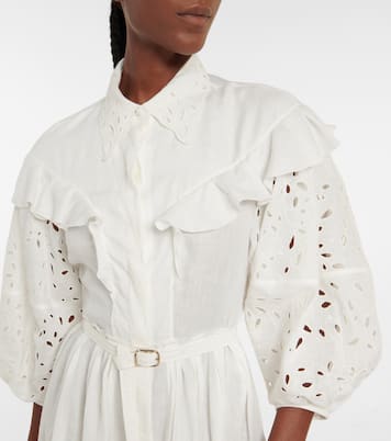 Robe en lin à broderie anglaise | Chloé