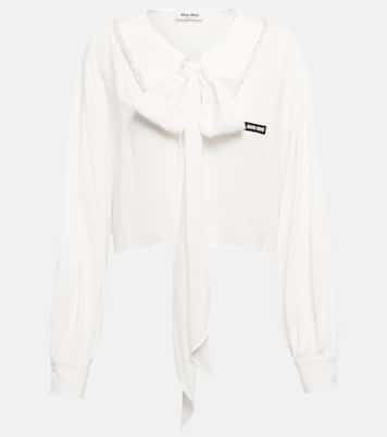 Blusa in sablé con ricami | Miu Miu