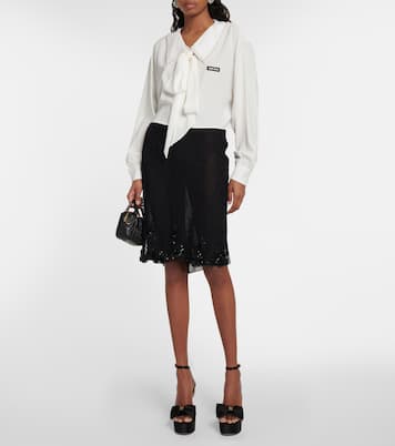 Blusa in sablé con ricami | Miu Miu