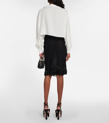 Blusa in sablé con ricami | Miu Miu