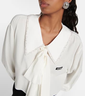 Blusa in sablé con ricami | Miu Miu