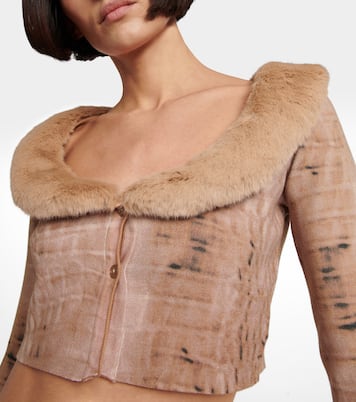 Cardigan cropped con pelliccia sintetica | Blumarine
