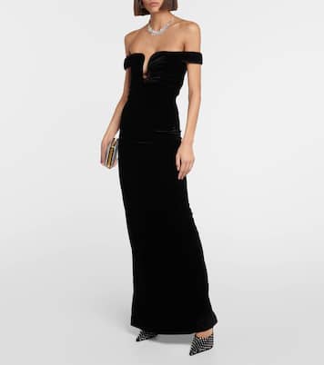 Off-shoulder velvet gown | Roland Mouret