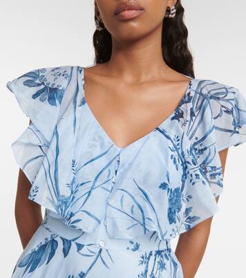 Vestido midi de algodón y seda estampado | Erdem
