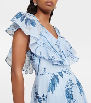 Vestido midi de algodón y seda estampado | Erdem
