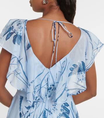 Vestido midi de algodón y seda estampado | Erdem