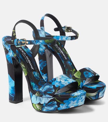 Floral satin platform sandals | Dolce&Gabbana
