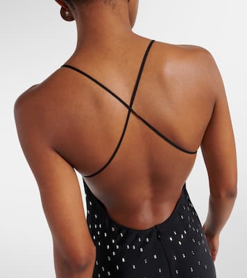 Abito lungo in chiffon con cristalli | Rabanne