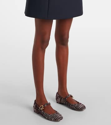 Ballerine Mary Ribbon in bouclé  | Gianvito Rossi