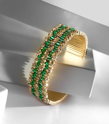 18kt gold bangle with emeralds and diamonds | Suzanne Kalan