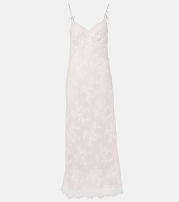 Vestido largo Rebrode de encaje adornado | Blumarine