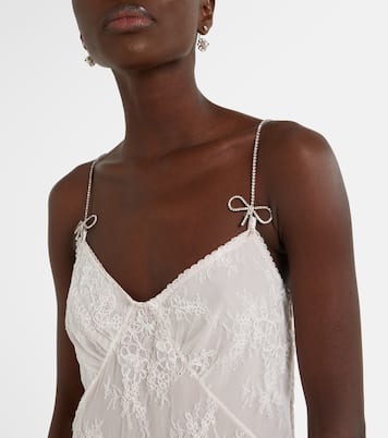 Vestido largo Rebrode de encaje adornado | Blumarine