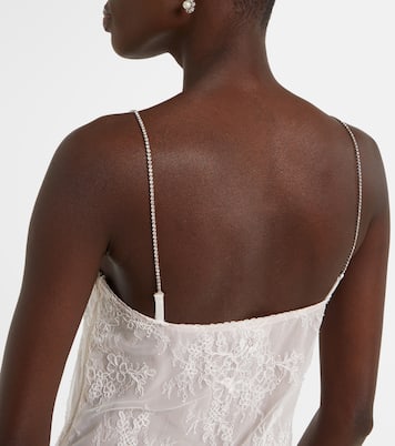Vestido largo Rebrode de encaje adornado | Blumarine