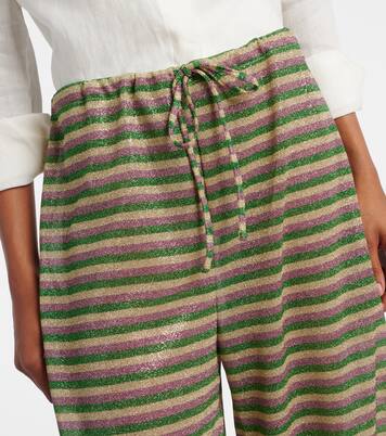 Striped high-rise lamé wide-leg pants | Oséree