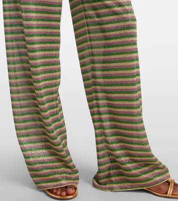 Striped high-rise lamé wide-leg pants | Oséree