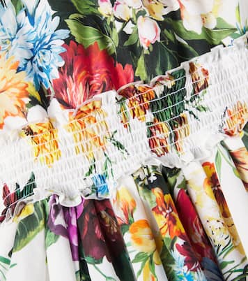 Abito in popeline di cotone con stampa floreale | Dolce&Gabbana Kids