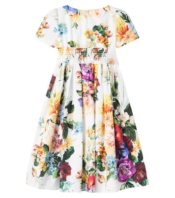 Abito in popeline di cotone con stampa floreale | Dolce&Gabbana Kids