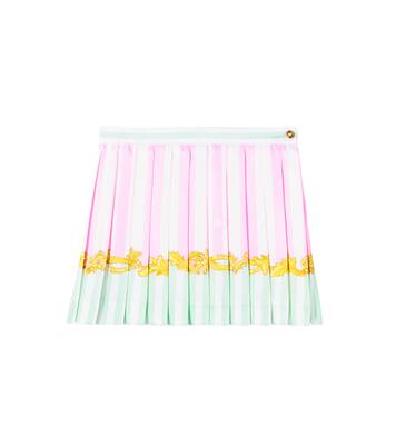 Falda de sarga plisada a rayas | Versace Kids