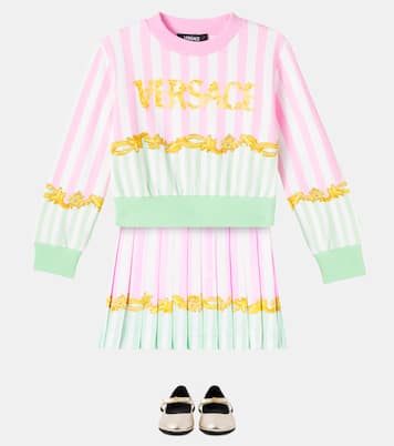 Falda de sarga plisada a rayas | Versace Kids