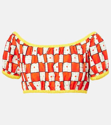 Patterned cotton crop top  | Dolce&Gabbana