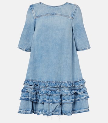Ruffled denim minidress | Ganni