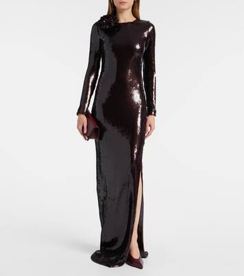 Floral-appliqué sequined gown | Rodarte