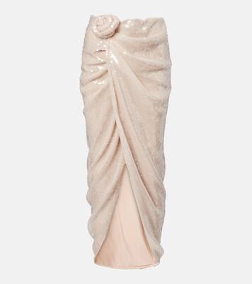 Rositana floral-appliqué sequined wrap skirt | Rotate