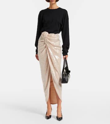 Rositana floral-appliqué sequined wrap skirt | Rotate