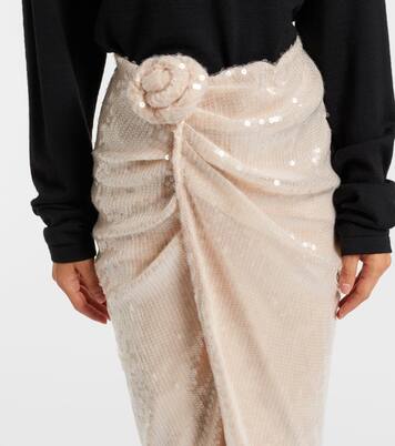 Rositana floral-appliqué sequined wrap skirt | Rotate