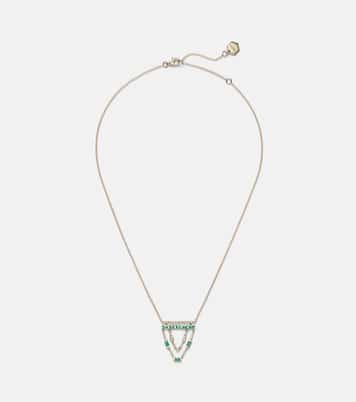 Halskette aus 18kt Gelbgold mit Diamanten und Smaragden | Shay Jewelry