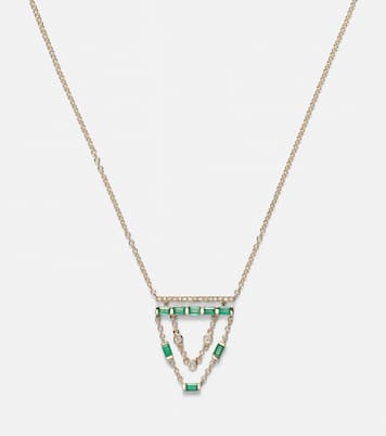Halskette aus 18kt Gelbgold mit Diamanten und Smaragden | Shay Jewelry