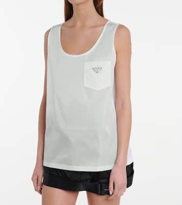Tank top de sarga con logo | Prada