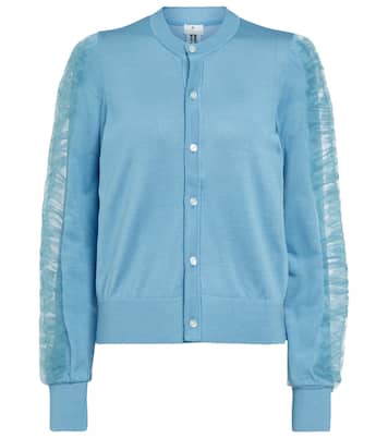 Tulle-trimmed silk cardigan | Noir Kei Ninomiya